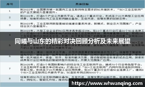 同曦与山东的精彩对决回顾分析及未来展望